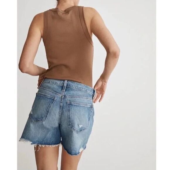 New! Madewell Relaxed Mid-Length Rigid Denim Shorts Brockport Wash size 27 - Picture 2 of 14